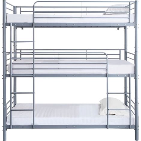 3-Etagenbett aus Metall "HAVIN" - 90 x 190 cm - Grau