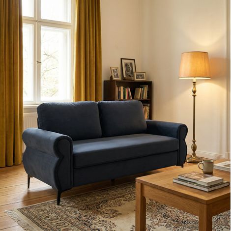 Sofa aus Stoff in Dunkelgrau, Metall-Holz-Konstruktion, 173,5 cm, Taschenfederkern, abnehmbare Bezüge (1/5)