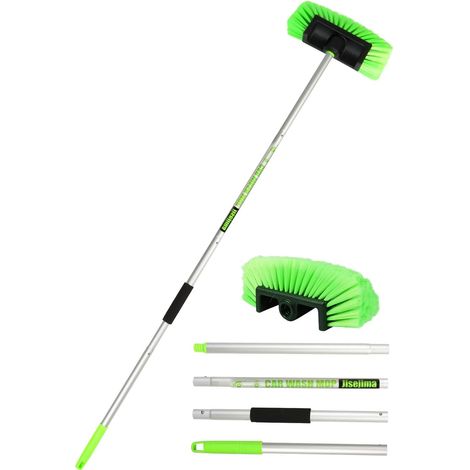 Cepillo de lavado de autos PBT de cinco lados, 151 cm (60"), con mango largo extensible, cerdas suaves, para exteriores, interiores, autos, SUV, caravanas, barcos, neumáticos, paneles solares, barrido