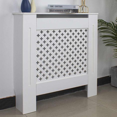 Copritermosifone in Legno MDF 78x19x82cm Copertura Radiatore Calorifero Bianco (1/5)