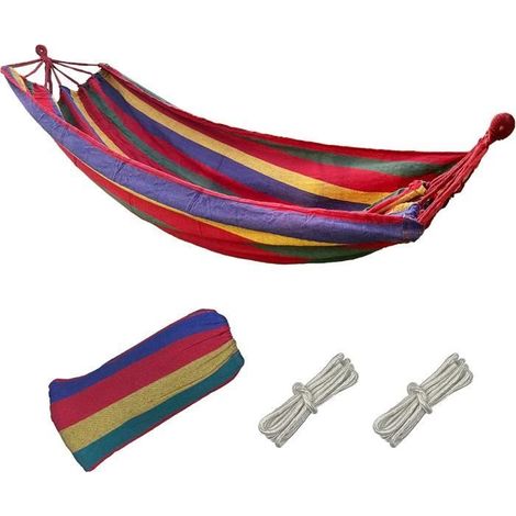 Hamac - Bequem - Robustes Gewebe - 280 x 100 cm - Belastbarkeit 300 kg - Rote Streifen