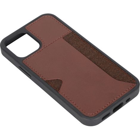 Étui de protection ultra-fin en PU/PC antichoc avec portefeuille latéral pour iPhone 12 Mini (marron)