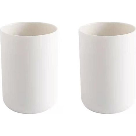 Tasse à brosse à dents japonaise pour bain de bouche - Tasse à brosse à dents simple unie pour couple (blanc et blanc)