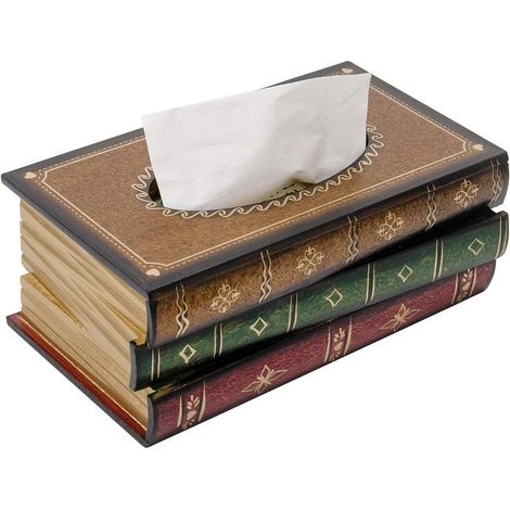 Boîte à mouchoirs en bois antique, style classique et rétro, faite main, rectangulaire, décoration intérieure. (1/5)