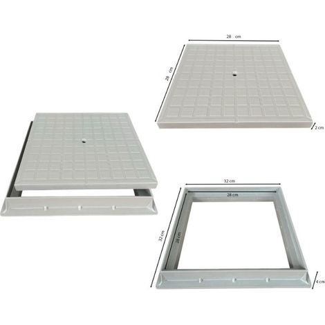 Telaio con chiusino super in pp - con foro (con bullone) : Dimensione - 30x30
