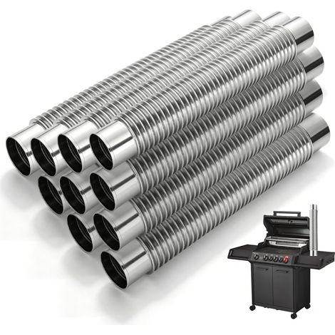 Tuyau d'échappement en acier inoxydable Ø 60 mm (50 cm) : tuyau d'échappement flexible pour générateur d'électricité et chauffage stationnaire, tube métallique coudé à 90 degrés, tube ondulé en acier (1/5)