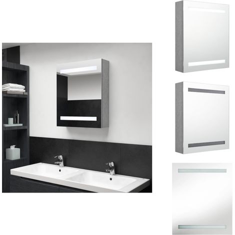 LED-Bad-Spiegelschrank Betongrau 50x14x60 cm - LED-Spiegelschrank - Badezimmerspiegel - Betonlook - Wandmontage - Make-up Beleuchtung (1/5)