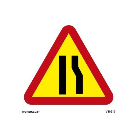 SEÑAL TRAFICO PVC 500 TRIANGULAR ESTRECHAMIENTO DERECHA