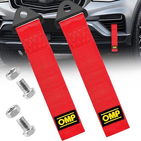 2 Pièces Accessoire Voiture Tuning Sport Sangle de Remorquage Avant Arrière Pare-Chocs, Crochet Rouge, Cordes en Nylon pour Véhicule (1/5)