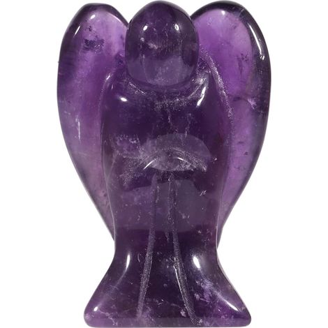 Améthyste Ange Decoration,Pierre Guérison Figurine Ange Gardien de Poche Porte Bonheur Statue,1.5 Pouce (1/4)