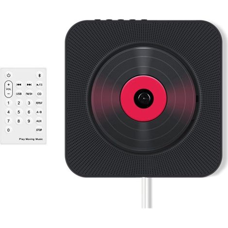 Reproductor de CD Bluetooth portátil y compacto con altavoz estéreo, ideal para el coche, viajes o el hogar. Incluye enchufe europeo.
