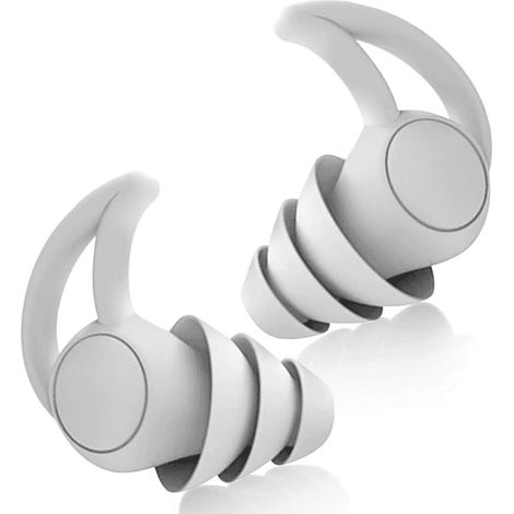 Bouchons d'oreilles anti-bruit pour sommeil, lot de 2 en silicone doux, réduction du bruit confortable pour ronflement, natation, concerts, studio (gris) (1/5)