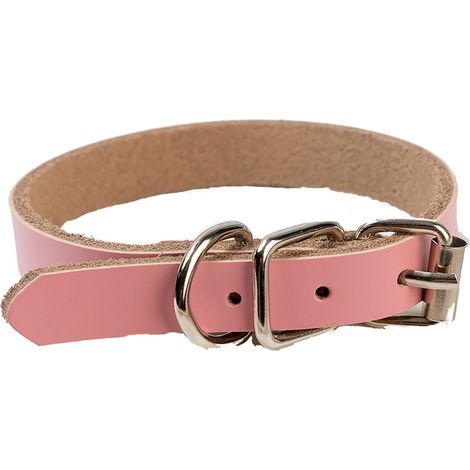 Collier Pour Chien - Cuir Pu Réglable Couleur Unie Rose - Accessoire Promenade Résistant Pour Animal De Compagnie - Taille XL (1/2)