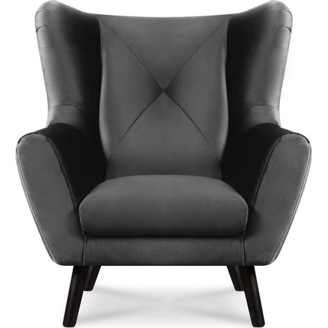 KONSIMO MIRO Eleganter Ohrensessel , dunkelgrau (1/5)