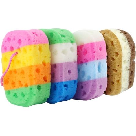 Confezione da 4 spugne da bagno, spugne abrasive, prodotti per il bagno, spugne per il corpo, spugne morbide per la doccia, accessori per il bagno (1/5)