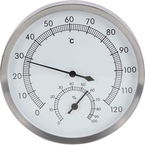 Thermomètre de Sauna, 2 en 1 Acier Inoxydable Hammam Sauna Thermomètre Hygromètre Thermo Hygromètre Intérieur (1/5)