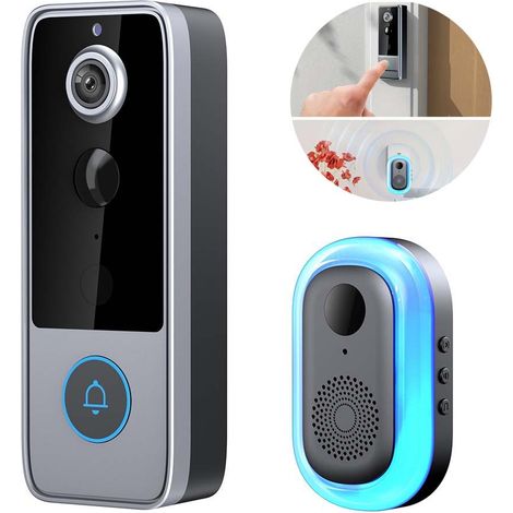 Sonnette Vidéo Sans Fil Tuya Smart Caméra HD 1080P Détection PIR Vision Nocturne Audio Bidirectionnel Installation Facile Batterie 1pc (1/5)