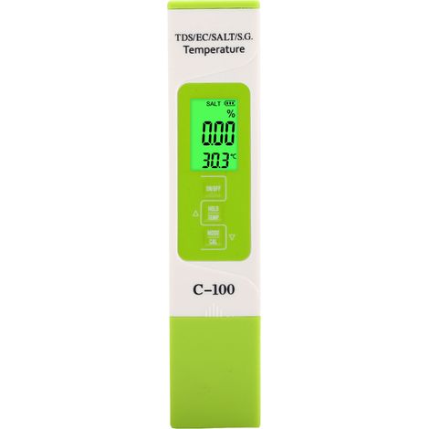 SJLERST Test de qualité de l'eau Salinité, C-100 5 en 1 salinité TDS EC testeur d'eau de mer Multifonction testeur de qualité de l'eau avec rétro-éclairage (1/5)