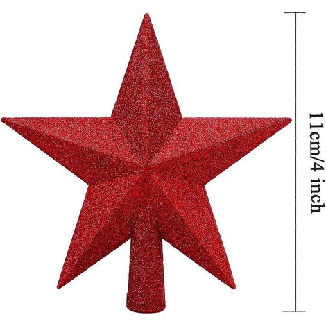 Petite étoile de Noël à paillettes - Étoile incassable (rouge, 11 cm) (1/5)