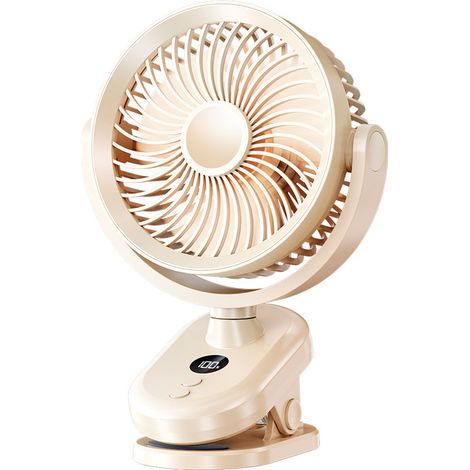 JSSEVN-Mini Ventilateur Pince avec Affichage LED, Ventilateurs de Bureau USB Silencieux Rotation 360°, Ventilateurs Sans Fil Portable pour Camping (1/5)