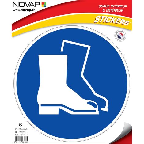 Panneau Chaussures de sécurité obligatoires - Vinyle adhésif Ø300mm - 4031804