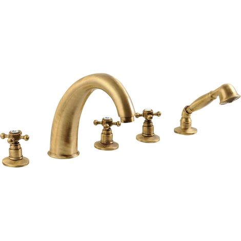 Sapho Reitano Rubinetteria Antea - Badewannenarmatur für Wannenrand, 5-Loch Montage, Bronze 3316 (1/2)