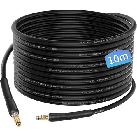 Tuyau déboucheur flexible haute pression 10m – Raccords à clic professionnels – Compatible nettoyeurs Karcher K2 K3 K4 K5 K6 K7 (1/5)