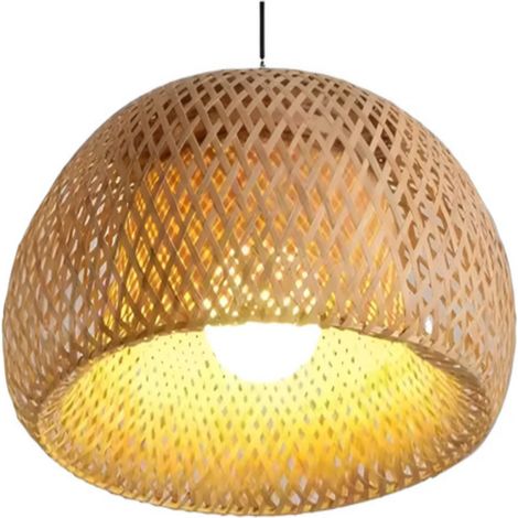 Irovami Suspension rustique en fibre de blé, lampe suspendue naturelle tissée à la texture artisanale, luminaire bohème de style ferme pour îlot de cuisine, salle à manger, chambre, salon (1/5)