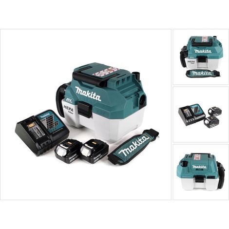 Makita DVC 750 LRGX3 Akku Staubsauger Nass und Trockensauger 18 V tragbar + 2x 6,0 Ah Akku und Lader- ohne Zubehör