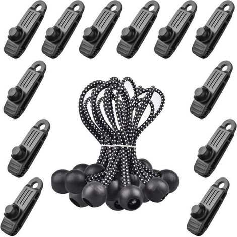 Clips de bâche Pinces de bâche à poignée de verrouillage robuste Attaches de tente de requin Clips Holder, 2,5 1,5 8,5 cm, noir (1/4)