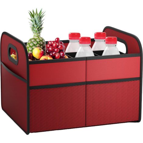 Organisateur de coffre pliable pour limousine - Capacité de 30 l - Plusieurs compartiments et poignées pour outils de réparation, camping, vaisselle et légumes (1/5)
