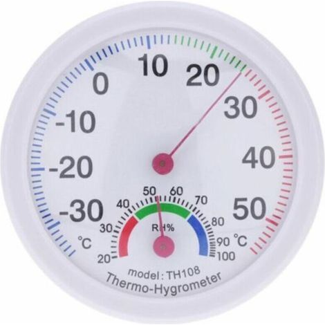 Thermomètre et hygromètre d'intérieur et d'extérieur en forme d'horloge blanche (1/5)