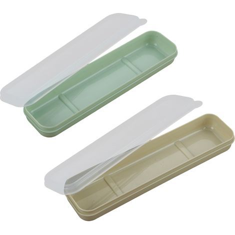 Boîte de rangement portable pour couverts de voyage (2 pièces), verte et kaki (1/5)