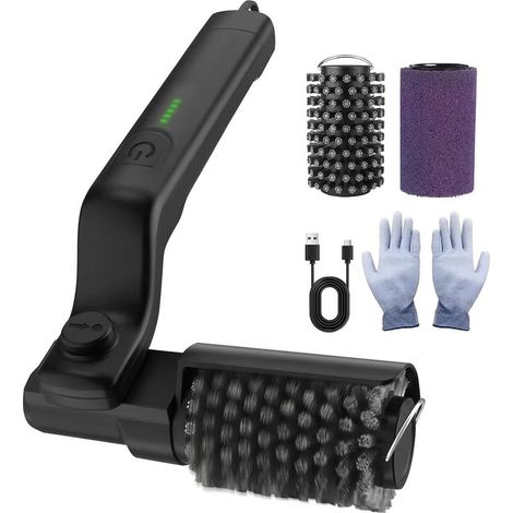 Brosse Électrique Nettoyage Barbecue Sans Fil, Réglable 180°, 3 Vitesses, Autonomie 90 Min, Rechargeable USB, Avec Chiffon et Gants, Noir (1/5)