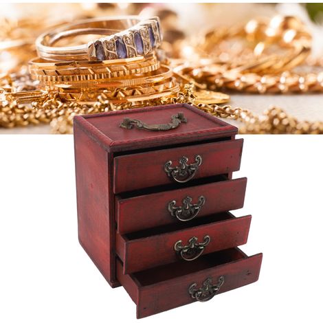 Boîte à bijoux rétro chinoise, boîte à bijoux en bois de style antique, coffret à bijoux, boîte de rangement à bijoux chinoise vieillie, accessoire de mariage, cadeau vintage. (1/5)