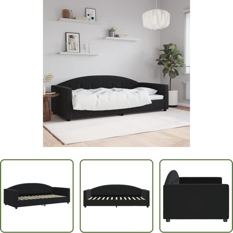 Schlafsofa - Tagesbett Schwarz 90x190 cm Samt (1/5)