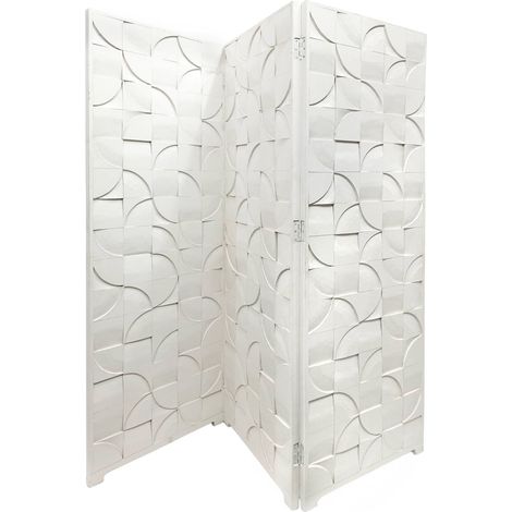 Paravent décoratif blanc sculpté en relief profond pour intérieur - blanc sculpté effet relief (1/3)