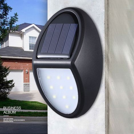 Lampe Solaire Murale - Lampe à Détecteur de Mouvement pour Clôture Jardin Couloir - 10 LED Blanc Froid - 75 x 120 mm - 1 Pièce (1/5)