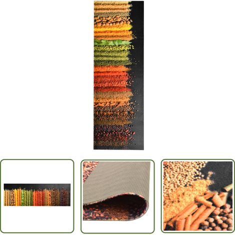 The Living Store Küchenbodenmatte Waschbar Gewürze 45x150 cm - Teppich - Küchenfußmatte - Türmatte - Wohnraumteppich - Samtteppich (1/5)