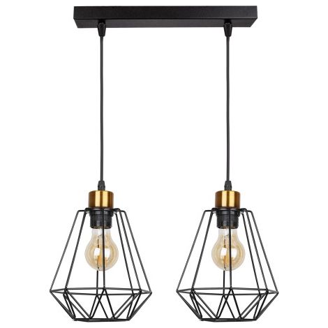 Lampada a sospensione Candellux Primo 2xE27 nero oro