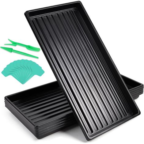 5 Piece 51 x 25 cm Reusable Seedling Tray Growing Tray with Plant Labels for Vegetables Flowers Germination Hydroponics Garden Greenhouse (10) Bacs à Semis avec Étiquettes de Plantes pour Légume Fleu (1/5)