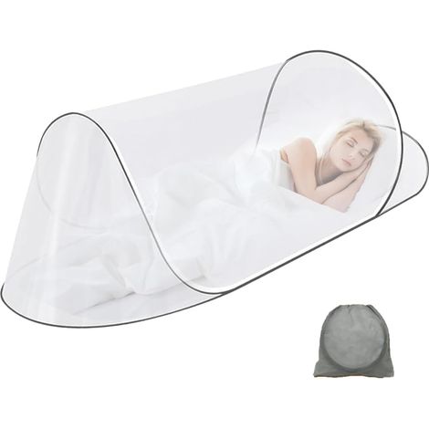 Pop-up-Moskitonetz 200 x 100 x 70 cm mit Reißverschluss, faltbar und wiederverwendbar für Camping zu Hause (Weiß)