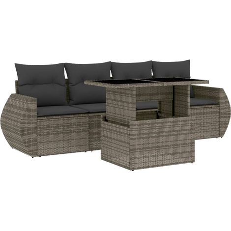 Maison Exclusive - 5-tlg. Garten-Sofagarnitur mit Kissen Grau Pol