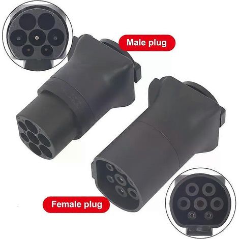 Un adaptateur de charge portable pour véhicule électrique, 16 A 220 V, prise mâle/femelle de type 2 vers prise standard DIN, compatible avec les chargeurs et connecteurs pour véhicules électriques. (1/5)