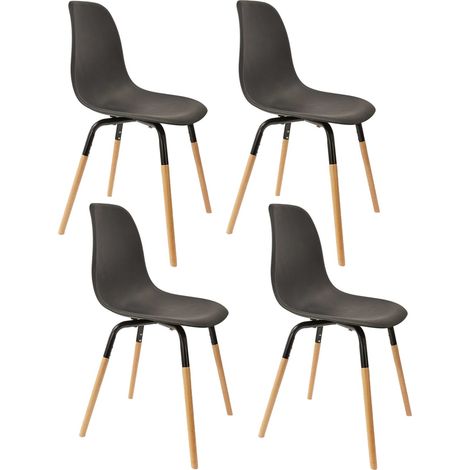 Lot de 4 chaises à pieds bicolores design scandinave PHENIX (1/5)