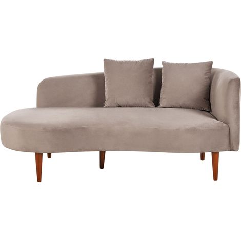 Chaise Lounge in velluto tortora lato destro Chaumont