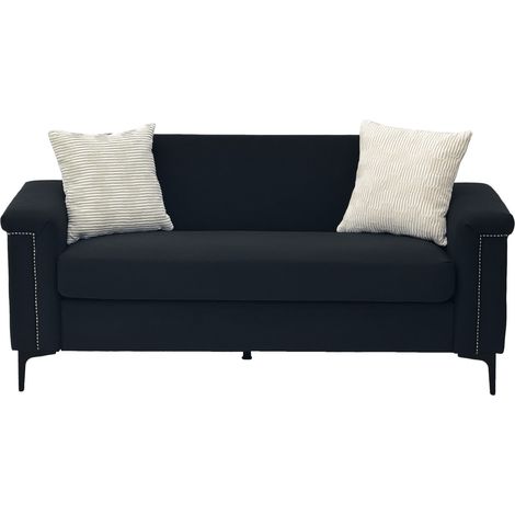 Sofá de 2 plazas nórdico negro 172 x 73,5 x 81,5 cm, lino y estructura de madera (1/5)