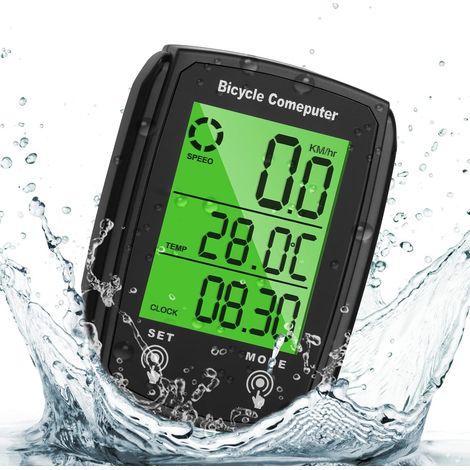 Ciclocomputer, 19 funzioni, impermeabile IP65, con display retroilluminato a LED, controllo touch, avvio/arresto automatico, tachimetro e contachilometri per mountain bike (1/5)