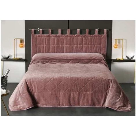 Jeté de lit aspect velours Rose Clair 180x240 cm