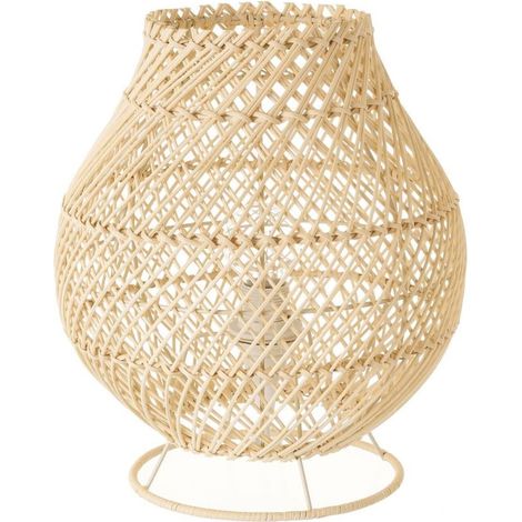 Lampe de table naturelle arrondie en rotin (1/4)